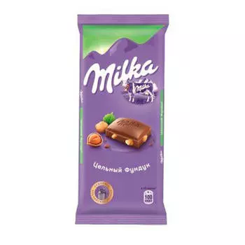 Шоколад Milka 90г молочный с цельным фундуком крафт