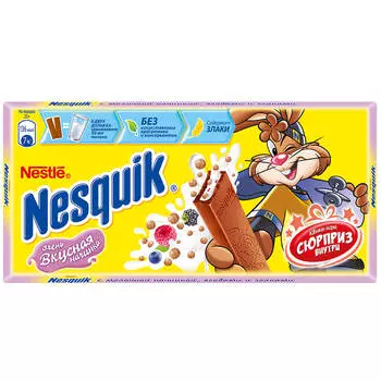 Шоколад Nesquik 100 г молочный шоколад с молочной начинкой ягодами и злаками Nestle