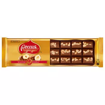 Шоколад Россия Золотая марка 140г темный с орехом Nestle