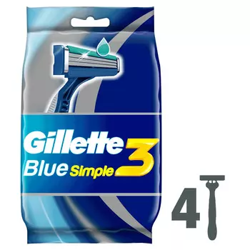 Станок Gillette Blue Simply-3 4шт одноразовый