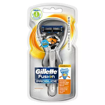 Станок Gillette Fusion ProGlide фиксболл с 2 кассетами хром