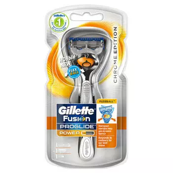 Станок Gillette Fusion ProGlide Power фиксболл с 1 кассетой хром