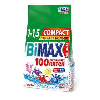 Стиральный порошок BiMax 6кг автомат 100 пятен п/п