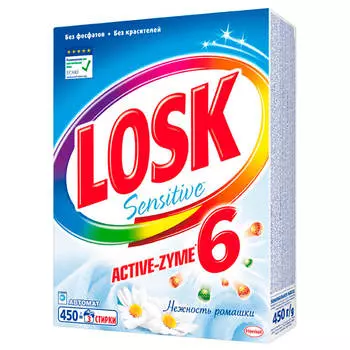 Стиральный порошок Losk 450г автомат sensitive нежность ромашки