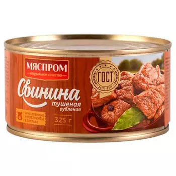 Свинина тушеная мяспром 325 рубленая гост ж/б