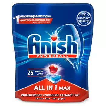 Таблетки для посудомоечных машин Finish 25шт все в 1