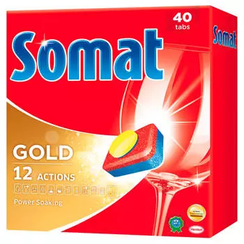Таблетки для посудомоечных машин Somat Gold 40шт, 12 действий