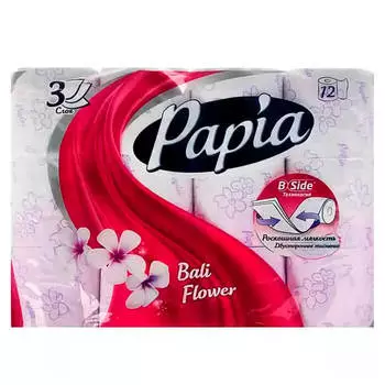 Туалетная бумага папиа 12 шт 3-х слойная арома бали флауэр
