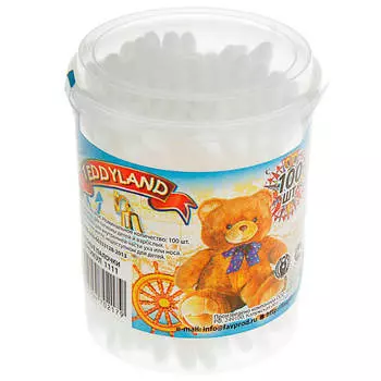 Ватные палочки Teddyland 100шт банка