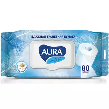 Влажная туалетная бумага Aura 80шт