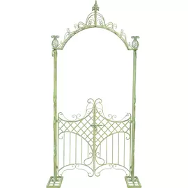 Арка с воротами металлическая оливковый 128x270x49см