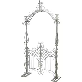 Арка с воротами металлическая серый 128x270x49см