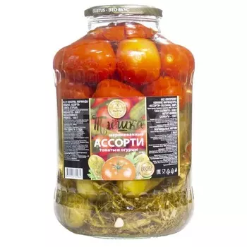 Ассорти Gustus Трёшка томаты и огурцы 3 кг