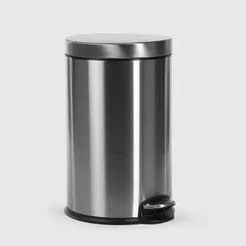 Бак мусорный с педалью Java JH-8856-12L-Sand steel 12 л, матовая сталь