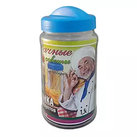 Банка для сыпучих продуктов Kwestor Avena 1,5 л с голубой крышкой