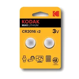 Батарейки Kodak Max Lithium CR2016 2BL 3В