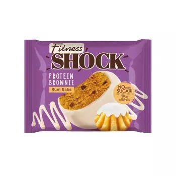Батончик брауни FitnesShock глазированный ромовая баба 50 г