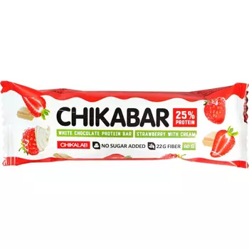 Батончик протеиновый ChikaLab глазированный клубника со сливками 60 г