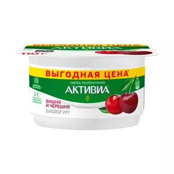 Биойогурт Активиа со вкусом вишни и черешни, 110 г