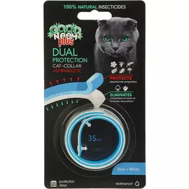 Биоошейник GOOD NEEM Plus для кошек и котят 2-слойный с маслом Дерева Ним голубой, белый 35см