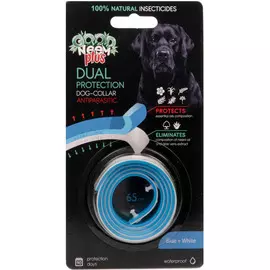 Биоошейник GOOD NEEM Plus для собак и щенков 2-слойный с маслом Дерева Ним голубой, белый 65см