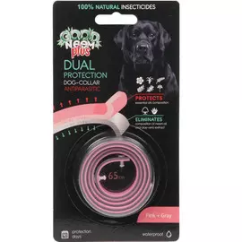 Биоошейник GOOD NEEM Plus для собак и щенков 2-слойный с маслом Дерева Ним розовый, серый 65см