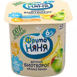 Биотворог ФрутоНяня С яблоком и бананом с 6 месяцев 4,2% 100 г