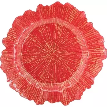 Блюдо декоративное Glasar красное 33х33х2 см