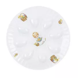 Блюдо для яиц 21см Porcelaine czech ангелочек с корзиной
