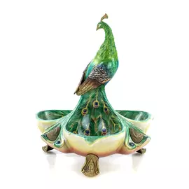 Блюдо двойное Glasar павлин 27x27x30 см зеленый