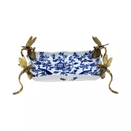 Блюдо Glasar 18x13x14 см бело-синее