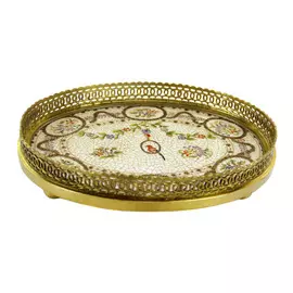 Блюдо Glasar фарфоровое с бронзой 26x20x5см