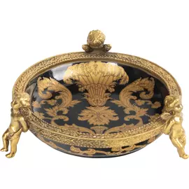 Блюдо Glasar на ангелах 14х13х6 см черное