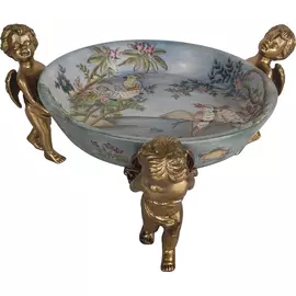 Блюдо Glasar на ангелах 22x22x11 см голубой