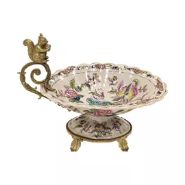 Блюдо Glasar на ножке с белочкой 24x15x18см