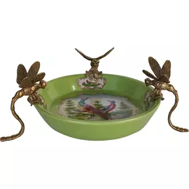 Блюдо Glasar на стрекозах 22x22x8 см зеленый