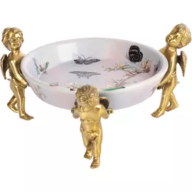 Блюдо Glasar на трех ангелах 22х22х11 см голубое