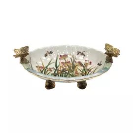 Блюдо Glasar с бабочками 24x16x9см