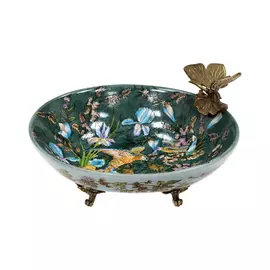 Блюдо Glasar с бабочкой 16x12x9см