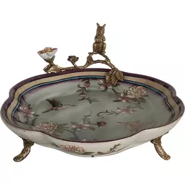 Блюдо Glasar с белкой 26x21x13 см голубой