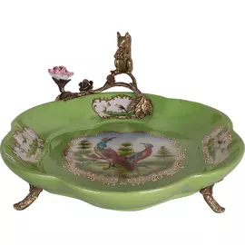 Блюдо Glasar с белкой 26x21x13 см зеленый