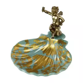 Блюдо Glasar с бронзовым ангелом 14x15x11см