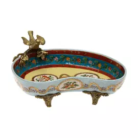 Блюдо Glasar с птичкой 18x11x8см