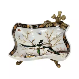 Блюдо Glasar с птичкой 20x18x9см