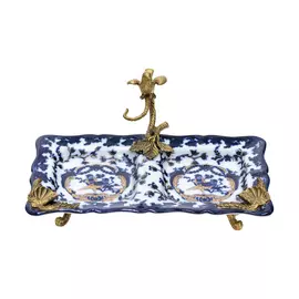 Блюдо Glasar с птичкой 26x17x13см