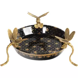 Блюдо Glasar со стрекозами 21х21х9 см черное
