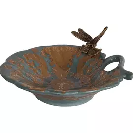 Блюдо Glasar со стрекозой 15x15x6 см голубой