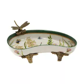 Блюдо Glasar со стрекозой 18x11x8см