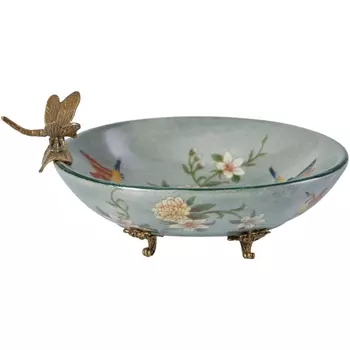 Блюдо Glasar со стрекозой hlg2085 20х13х8 см