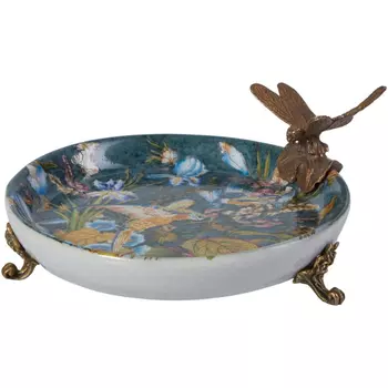 Блюдо Glasar со стрекозой lb3662 13х13х13 см